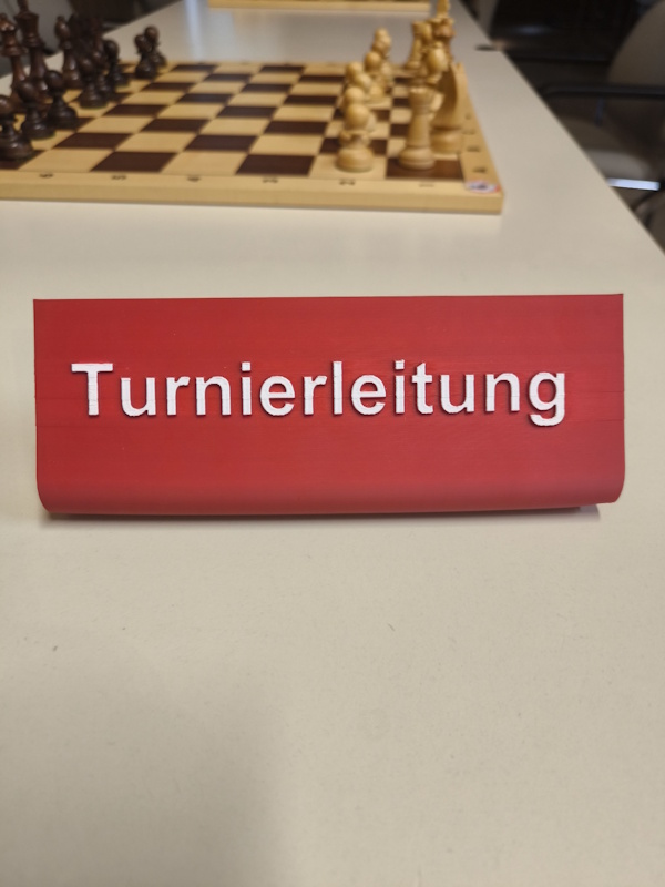 SSTurLei Aufstellschild mit Beschriftung Turnierleitung, Farbe nach Wahl